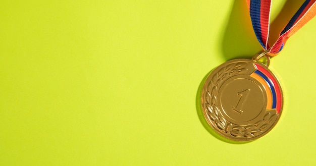 Medal awards for winner on the green background