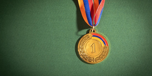 Medal awards for winner on the green background