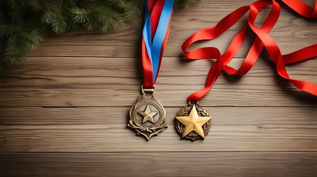 Medal with copy space wallpaper Winning achievement visuals Medal and success backdrop stock Awar