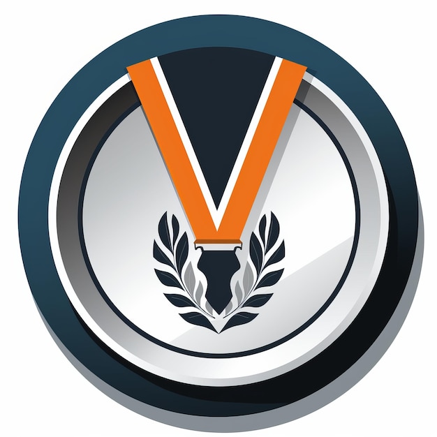 Photo a medal with an orange and blue ribbon on a white background