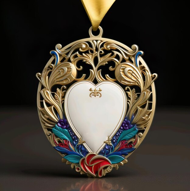 Photo medallion with beautiful shape and white hearts in the middle of it