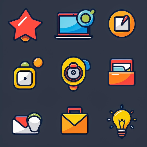 media icon set vector set about message email compact disc and networking icons set