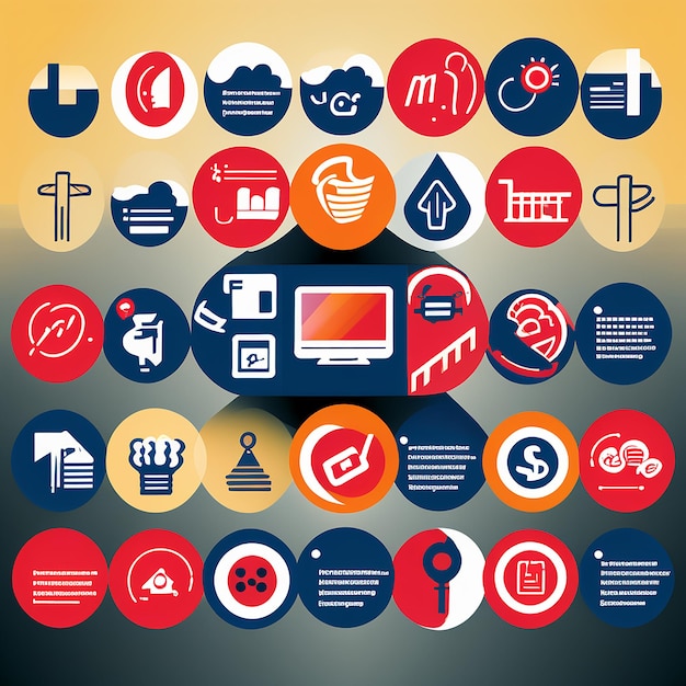 Photo media marketing mastery icons for strategic marketing strategies