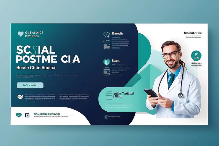 Photo media post template medical social media banner or square social media post banner