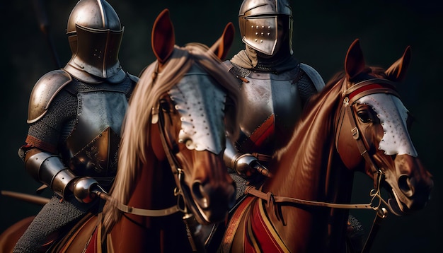 Mediaeval knights on horsebacks Generative ai