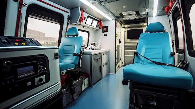 Foto interno dell'ambulanza medica