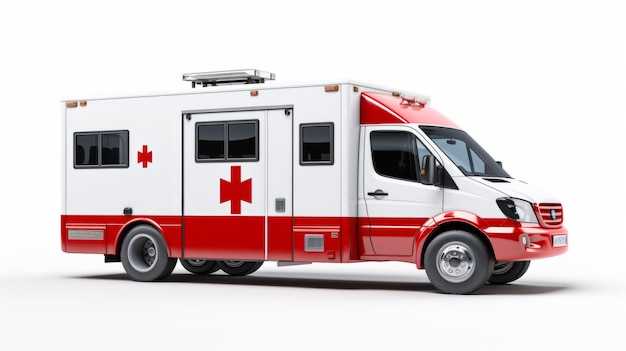 Medical Ambulance Truck On White Background