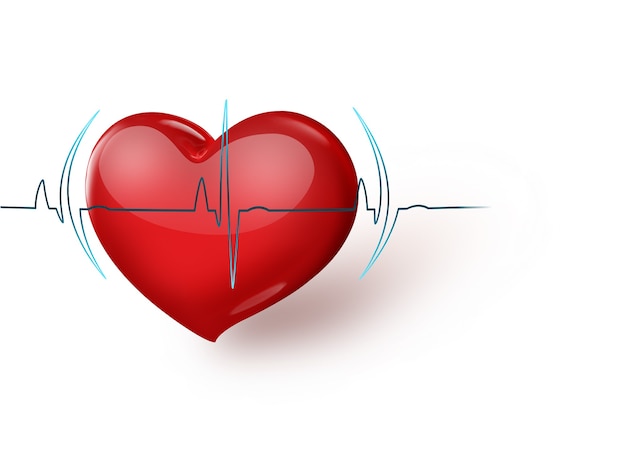 Фото Медицинский фон с красным сердцем и пульсом