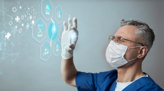 Medical banner with doctor wearing mask