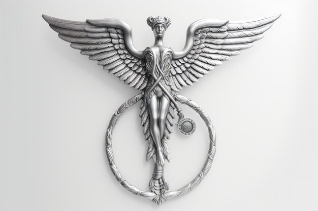 Medical Caduceus Emblem on White Background