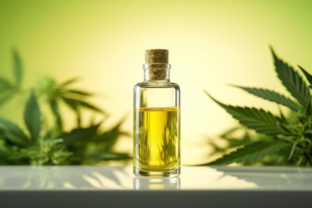 Medical cannabis CBD oil in bottle AI generated