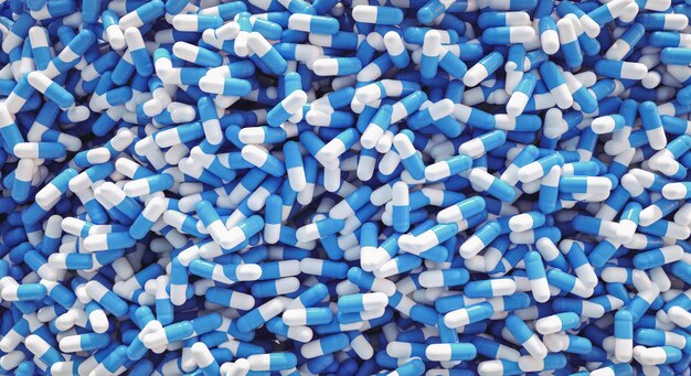 Medical capsule pills background 3D Rendering