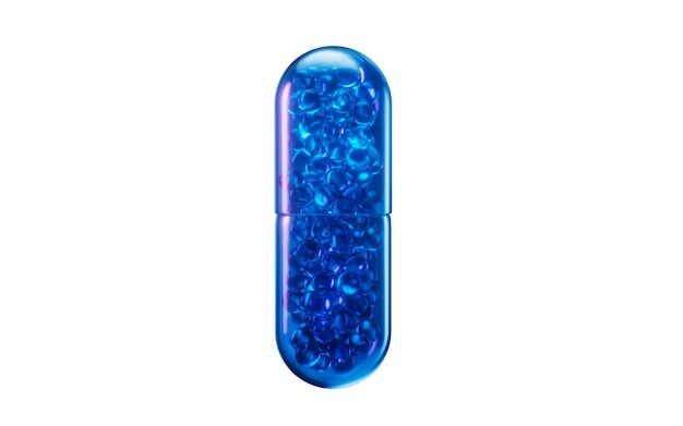 Medical capsule with dark neon light effect 3d rendering