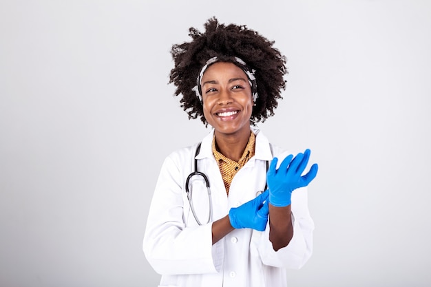 Medical concept of young beautiful female doctor in white coat