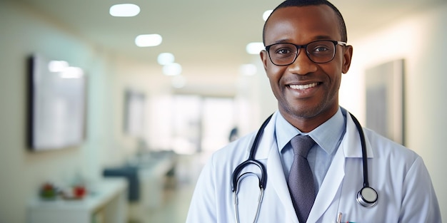 Medical Confidence Smiling Doctor in Clinic