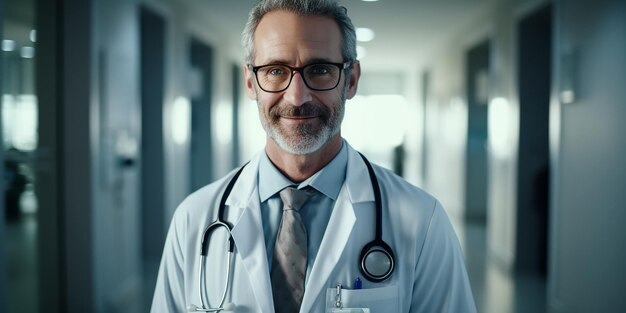 Medical Confidence Smiling Doctor in Clinic