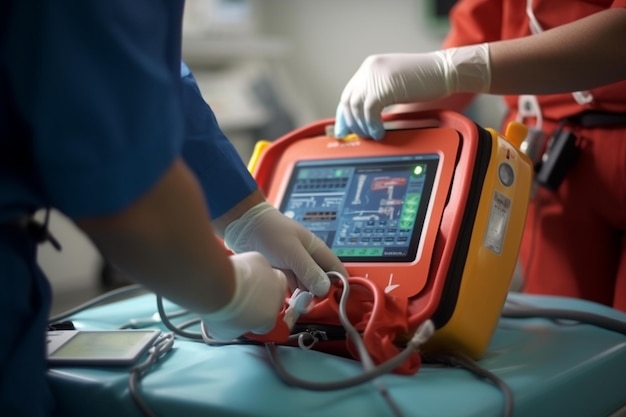 Photo a medical device is being used to monitor a heart rate monitor.