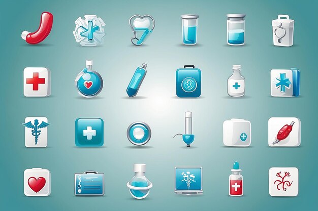 medical and diabetes and hospital icon and web buttons