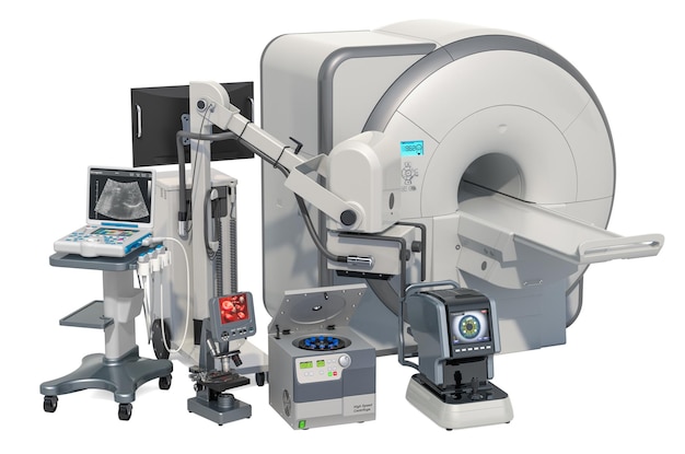 Photo medical diagnostic and research in equipments 3d rendering