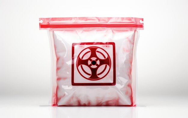 Photo medical disposable biohazard bag on white background