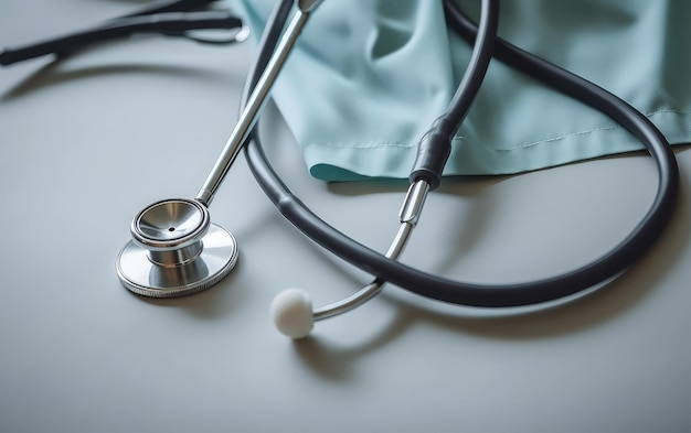 A medical doctor girl with a stethoscope wearing a doctor outfit