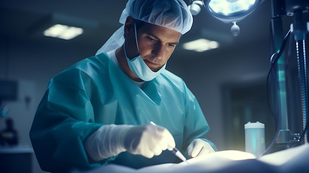 врач выполняет хирургическую операцию, созданную технологией ИИ
