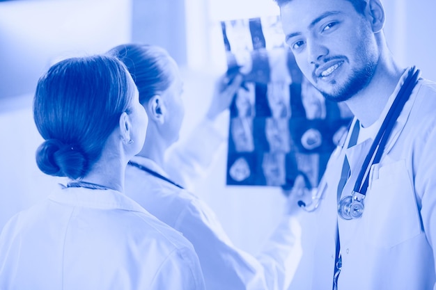 Medical doctors analysing xray photography in hospital