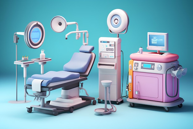 Photo medical equipment 3d cartoon style generative ai