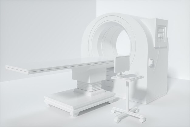 白い空の部屋の 3 d レンダリングで医療機器 CT マシン