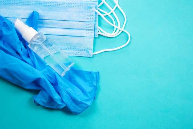 Medical Equipment Foundation. Tablets, mask, accessories. selective focus.