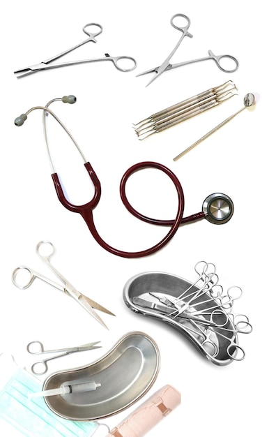 Foto attrezzature mediche su sfondo bianco