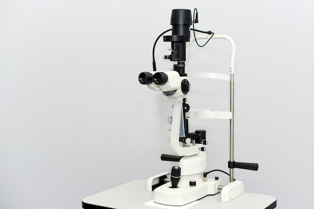 Medical equipment with ophthalmoscope in modern clinic