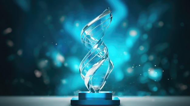 Medical Excellence Award in Genetic Medicine A Glass Double Helix on a Blue Base