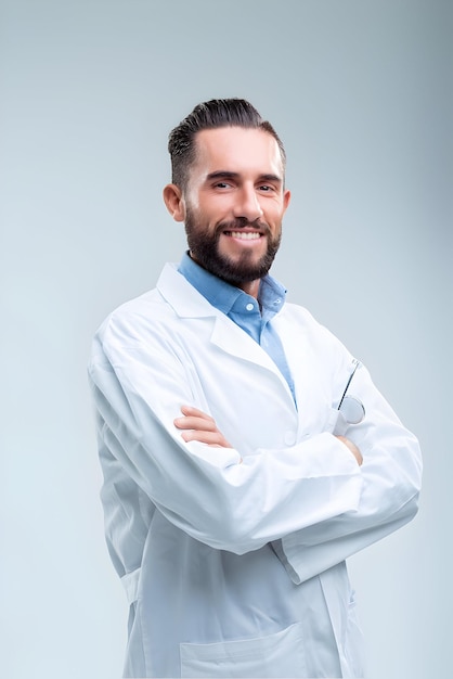Medical expert shows cheerfulness professionalism and confidence