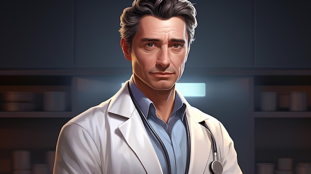 Medical Expertise Portrait of a 3D Male Doctor