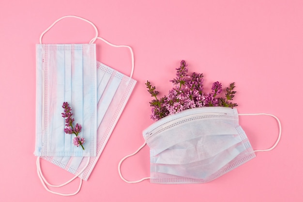 Medical face masks with flowers