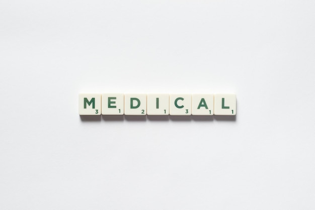 Medical formed of scrabble blocks