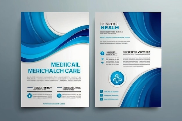 Foto modello di brochure di volantini per l'assistenza medica con sfondo bianco per il testo