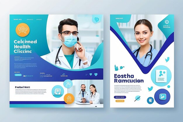 Photo medical health clinic template for social media post vector template medical social media post template