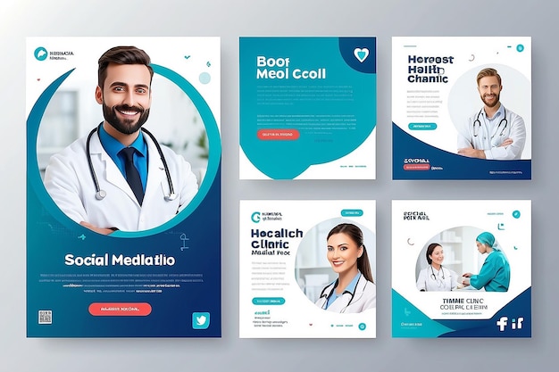 Photo medical health clinic template for social media post vector template medical social media post template