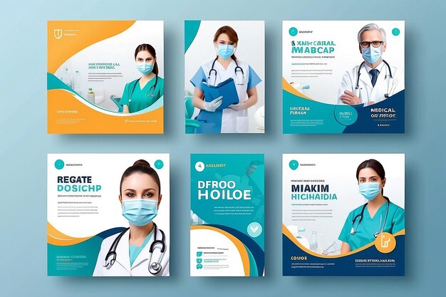 medical health square banner for flyer and social media post template