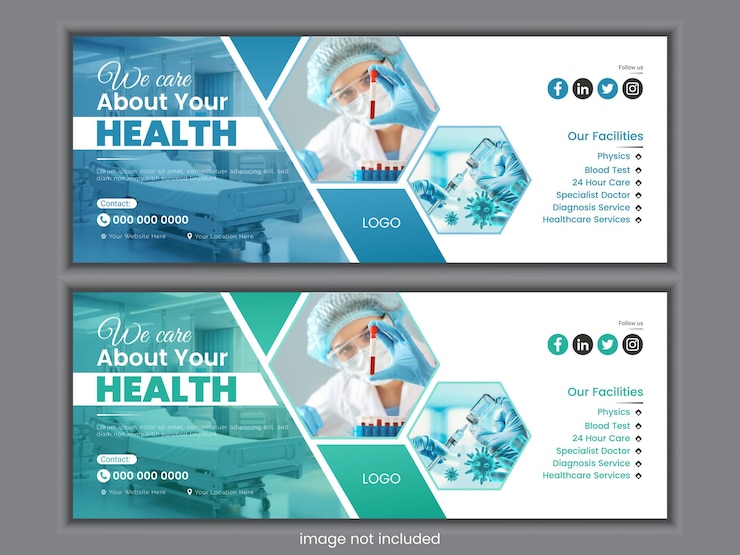 Photo medical healthcare facebook cover design and web banner template