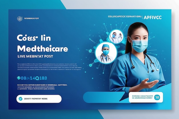 Photo medical healthcare live webinar banner invitation and social media post template