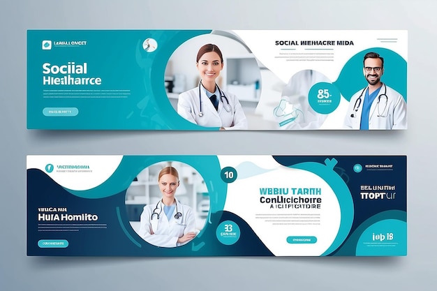 Foto modello di copertina e banner web per i social media medici e sanitari