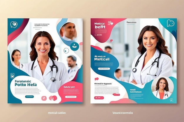 Medical healthcare template for a social media post vector template Medical social media post template