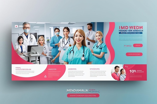 Медицинское здравоохранение youtube миниатюра и веб-баннер шаблон премиум-эпс