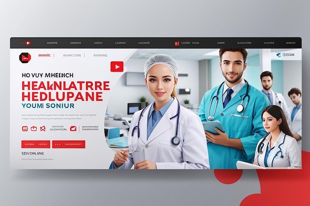 Медицинское здравоохранение youtube миниатюра и веб-баннер шаблон премиум-эпс