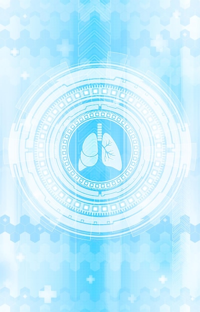 Medical hud screen with lungs online medicine and health concept