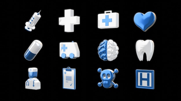 Медицинские иконки - 3D Иллюстрация