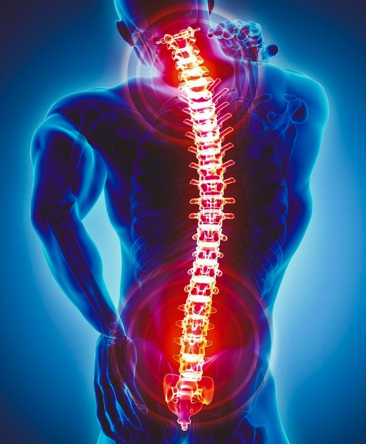Photo medical illustration of back spine pain